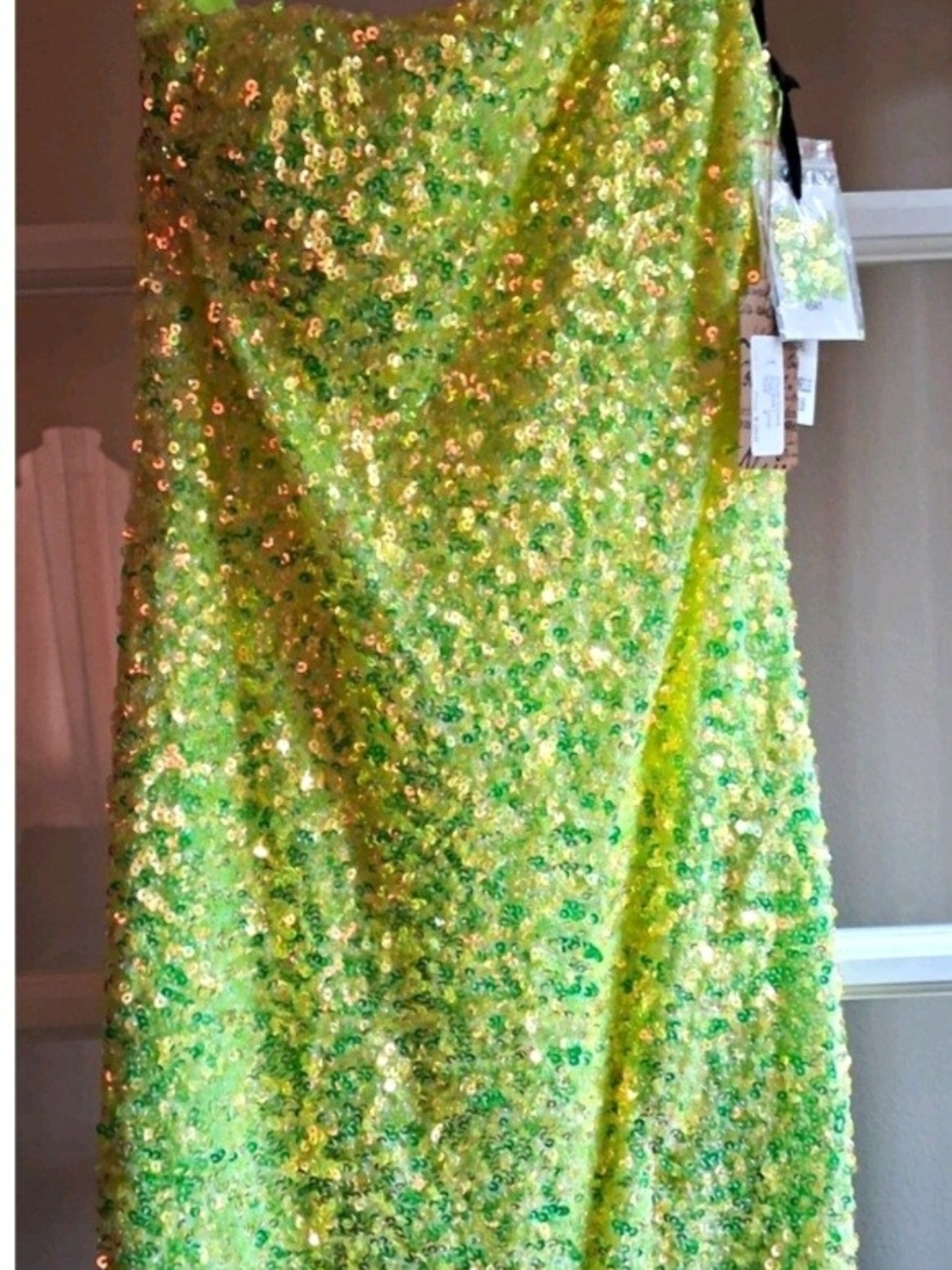 Alyce Paris Lime Green Sequined Maxi Skirt